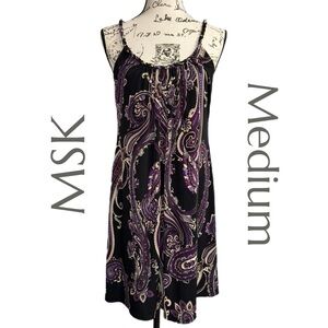MSK - Paisley Rope Neck Halter Tank Midi Dress - Size Medium